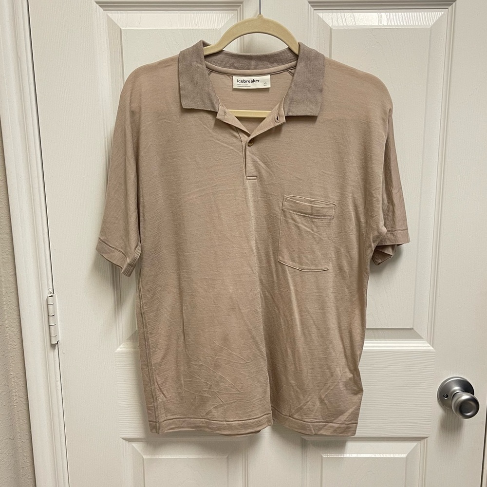 Icebreaker Tan Merino Blend Polo Top
